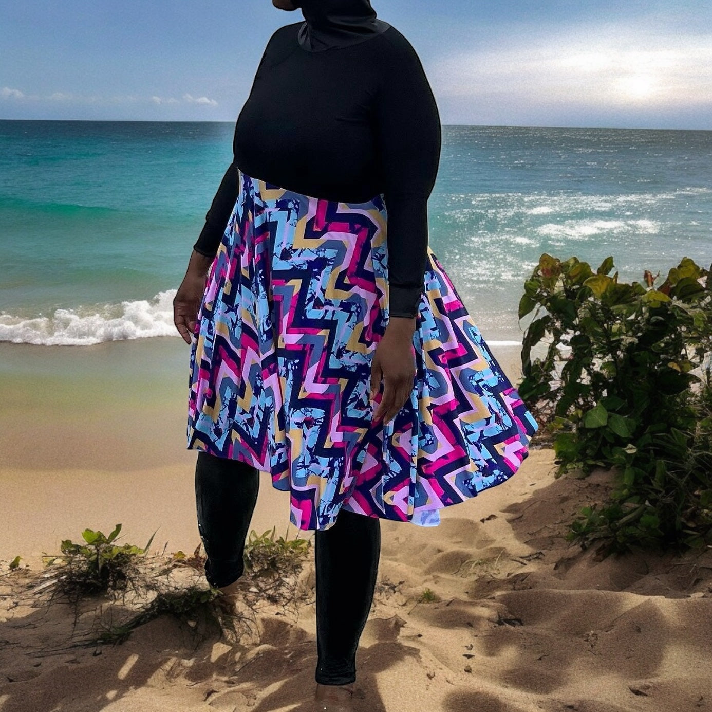 Nahla Black and Chevron Burkini