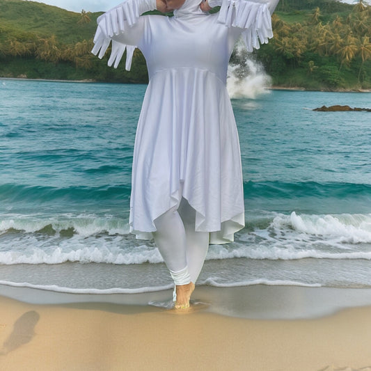 White Fringe Nahla Burkini